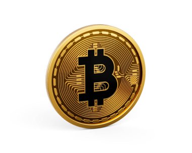 3D Altın Parlak Parlak Şifreli Para Beyaz Arkaplanda İzole Edilmiş 3D Görüntü