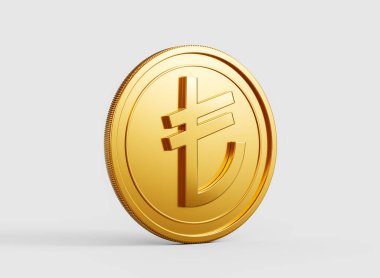 3D Altın Parlak Türk Lirası Beyaz Arkaplanda İzole Edildi 3D Görüntü