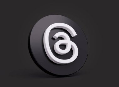 Siyah Arkaplanda Yuvarlak Siyah Simgeyle Beyaz İplik Uygulama Sembolü 3d Görüntü