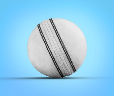 Beyaz Deri Dikişli ODI Bir Gün Uluslararası Kriket Topu Mavi Arkaplanda 3D Görüntü
