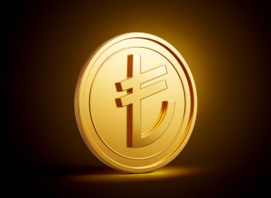 Altın Parlak Türk Lirası Parlak Altın Parıltı Arkaplanda 3D Görüntü