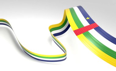 3d Orta Afrika Cumhuriyeti Bayrağı 3d Beyaz Arkaplanda Parlak Dalgalı Kurdele Bayrağı 3d Görüntü