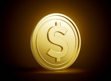 Altın Parlak Yuvarlak ABD Doları Parlak Altın Parlak Arkaplan 3D Görüntü