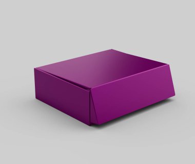 Mor Karton Kutu Kapalı Showcase Mockup Modern Tasarım Ürün Görünümü 3d İllüstrasyon