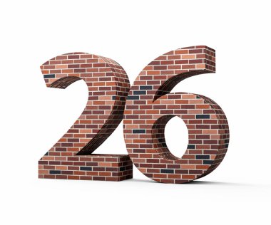 Tuğla Duvarı Numara 26 Renkli Tuğla Duvarı 3D Görüntü