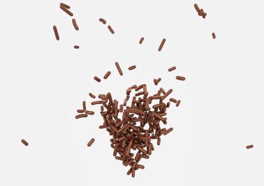 Çikolata Serpiştirme, Pasta ve Fırın Ürünleri Grubu Beyaz Arkaplan 3 boyutlu Görüntü Üzerine Dağınık