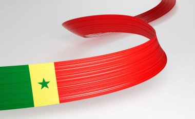 Senegal 'in 3d Bayrağı 3d Dalgalı Parlak Senegal Bayrakları Beyaz Arkaplanda 3d Görüntü