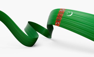 Türkmenistan 'ın 3d Bayrağı 3d Beyaz Arkaplanda İzole Edilmiş Parlak Dalgalı Bayraklar 3d Görüntü