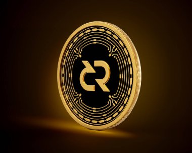 Altın ve Siyah Yuvarlak Kripto Para Birimi Altın Parlak Arkaplan 3D Görüntü DCR Bozukluğu