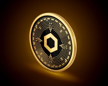 Altın ve Siyah Yuvarlak Şifreli Para Zinciri Altın Parlak Arkaplan 3D Görüntü