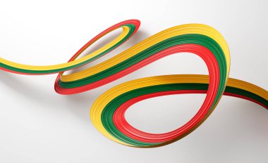 Litvanya 'nın 3d Bayrağı 3d Parlak Dalgalı Litvanya Kurdelesi Beyaz Arkaplanda 3d Görüntü