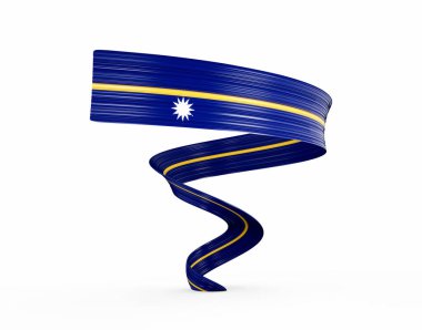 3d Nauru bayrağı 3d Sallanan parlak kurdeleli beyaz arka plan 3d Görüntü