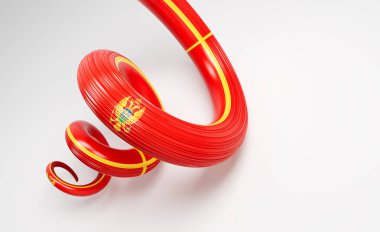 Karadağ 'ın 3d Bayrağı 3d Sarmal Parlak Kurdeleli Bayrak Beyaz Arkaplanda İzole Edildi 3d Görüntü