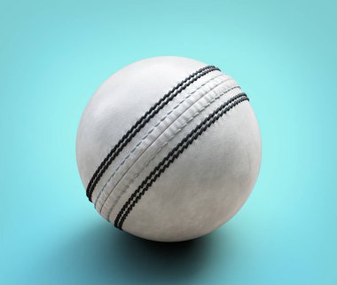 Beyaz Deri Dikiş ODI Bir Gün Uluslararası Kriket Balosu Cyan Arkaplan 3D Görüntü