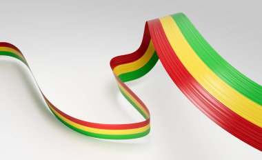 Mali 'nin 3d Bayrağı Parlak Dalgalı Mali Kurdelesi Beyaz Arkaplanda 3d Görüntü