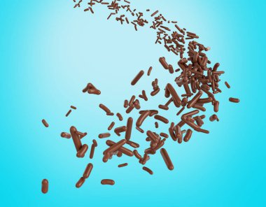 Chocolate Sprinkles For Cakes Or Meises Coming In The Air 3D Illustration