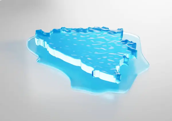 stock image Water Ice Map of Bosnia global warming melting glacier in deep blue water 3d illustration