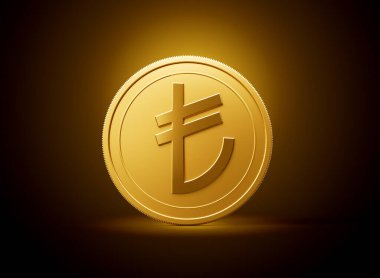 Altın Parlak Türk Lirası Parlak Altın Parıltı Arkaplanda 3D Görüntü