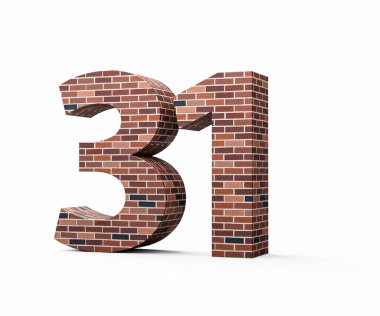 Tuğla Duvarı Numara 31 Renkli Tuğla Duvarı 3D Görüntü
