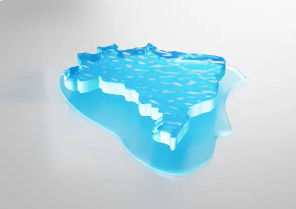 stock image Water Ice Map of Brazil global warming melting glacier in deep blue water 3d illustration