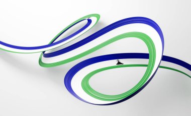 Lesotho 'nun 3d Bayrağı Parlak Dalgalı Lesotho Kurdelesi Beyaz Arkaplanda 3d Görüntü