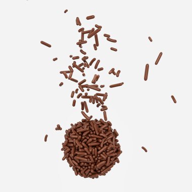 Çikolata parçacıkları ya da Meises Brigadeiro 'nun tepesinden düşüyor Brezilya Tatlı Topu 3D Görüntü