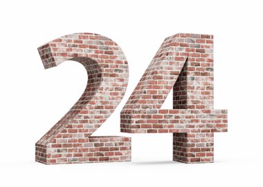 24 numara. Eski Grunge Duvarı 'ndan yapılmış 24 basamak. 3 boyutlu resim.