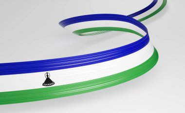 Lesotho 'nun 3d Bayrağı 3d Dalgalı Parlak Lesotho Kurdelesi Beyaz Arkaplanda İzole Edildi 3d Görüntü