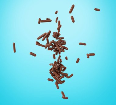 Pastalar için çikolata parçacıkları ve en iyi üç boyutlu resimlerden dökülen fırın malzemeleri.