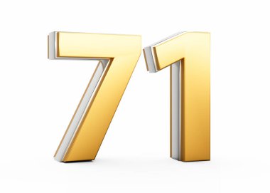 3D Altın Parlak 771 Numara, Beyaz Arkaplan Üzerinde Gümüş Çizgili 3D Görüntü
