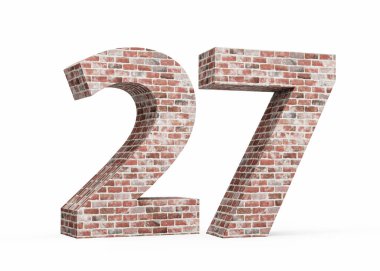 27 numara. Eski Grunge Tuğla Duvarı 'ndan yapılma. 3 boyutlu resim.