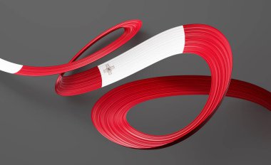 3d Malta Bayrağı 3d Parlak Dalgalı Malta Bayrakları Gri Arkaplanda 3d Görüntü