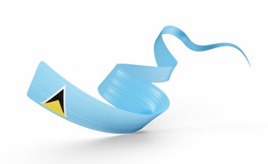 Saint Lucia 'nın 3d Bayrağı 3d Beyaz Arkaplanda İzole Edilmiş Parlak Dalgalı Bayraklar 3d Görüntü