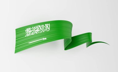 3d Flag Of Saudi Arabia 3d Wavy Shiny Saudi Arabia Ribbon Flag On White Background 3d Illustration clipart