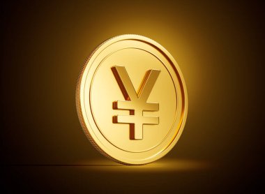 Altın Parlak Yuvarlak Japon Yen Parlak Altın Parlak Arkaplan 3D Görüntü