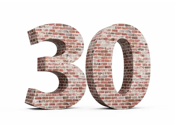 stock image Number Thirty 30 Digit Made Of Old Grunge Texture Wall Of Bricks 3D Illustration