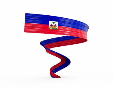 3d Haiti bayrağı 3d Sallanan kıvrımlı kurdele Beyaz Arkaplanda izole edilmiş 3d Görüntü