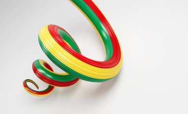 3d Gine Bayrağı 3d Sarmal Sarmal Gine Bayrağı Beyaz Arkaplan 3d Görüntü