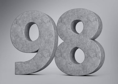3D Beton Numara 98 98 Numara Gri Beton Taştan Yapım 3D Görüntü