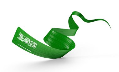 3d Flag Of Saudi Arabia 3d Shiny Waving Saudi Arabia Ribbon Flag On White Background 3d Illustration clipart