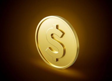 Altın Parlak Yuvarlak ABD Doları Parlak Altın Parlak Arkaplan 3D Görüntü