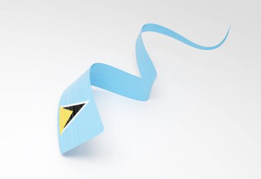 Saint Lucia 'nın 3d Bayrağı 3d Dalgalı Parlak Kurdeleli Bayrak Beyaz Arkaplanda İzole Edildi 3d Görüntü