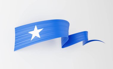 Somali 'nin 3d Bayrağı 3d Dalgalı Parlak Somali Kurdelesi Beyaz Arkaplanda 3d Görüntü