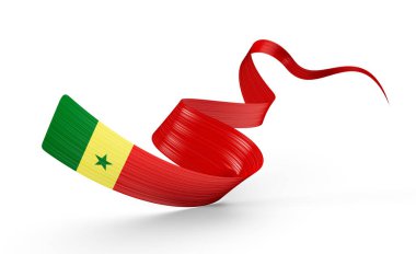 Senegal 'in 3d Bayrağı Parlak Senegal Bayrakları Beyaz Arkaplan Üzerinde Senegal Bayrakları