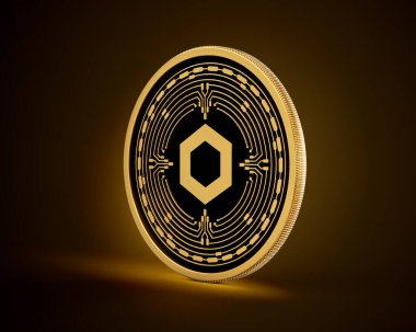 Altın ve Siyah Yuvarlak Şifreli Para Zinciri Altın Parlak Arkaplan 3D Görüntü