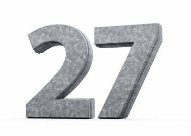 Beton No: 27 Gri Beton Taş Yapımı Beyaz Arkaplan 3D İllüstrasyon