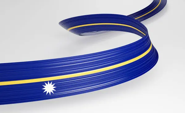 stock image 3d Flag Of Nauru 3d Wavy Shiny Nauru Ribbon Flag On White Background 3d Illustration