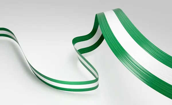 stock image 3d Flag Of Nigeria 3d Shiny Waving Nigeria Ribbon Flag On White Background 3d Illustration