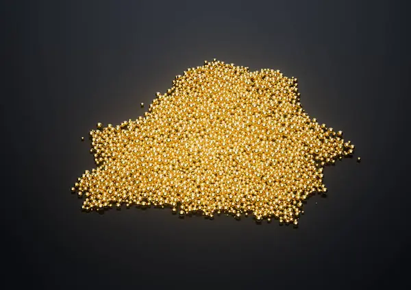 stock image Belarus Map Made Of High Quality Premium Golden Shiny Metallic Beads Or Balls 3D Illustration