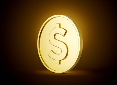 Altın Parlak Yuvarlak ABD Doları Parlak Altın Parlak Arkaplan 3D Görüntü